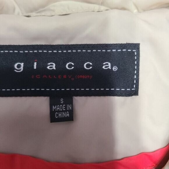 Giacca tan quilted puffer coat with elastic side panel and cinch waist small - Picture 9 of 14